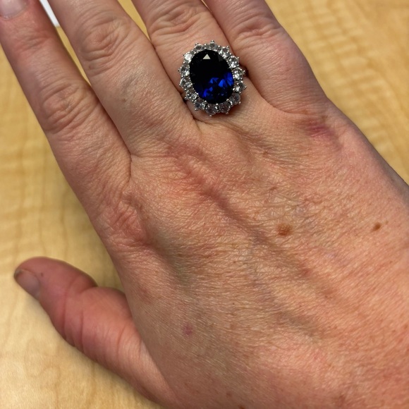SOLD $208 Lab Created Blue & White Sapphire Ring .925 Sterling Silver - Picture 3 of 6